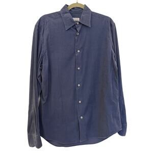 Piattelli Barneys New York Blue Cotton Corduroy Button Down Shirt